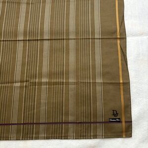 CHRISTIAN DIOR Scarf Handkerchief Striped Logo Cotton Brown Accessory 19"